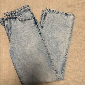 Zara High Rise Long length Straight cut jeans